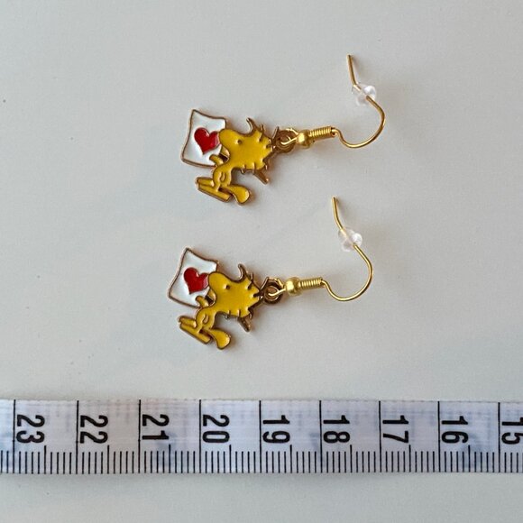 Handmade Woodstock Earrings STAINLESS STEEL Peanuts Snoopy - Picture 2 of 12